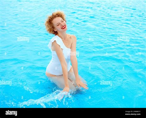 Beautiful Smiling Redhead Ginger Woman Portrait Enjoying Life In