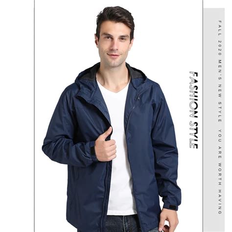 Keejoin Chaqueta Corta Viento Termica Impermeable Outdoor Hombre Azul