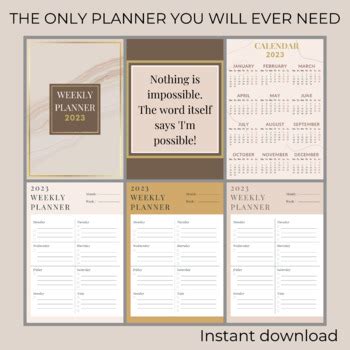 Luxury Weekly Planner Weekly Planner Printable Landscape Minimalist