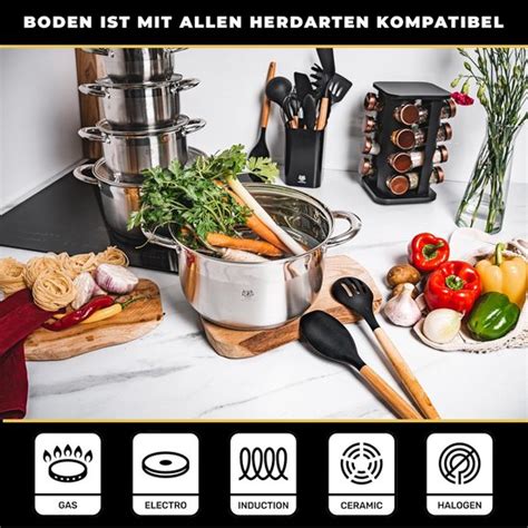 Grote Kookpan Inductie 4 Liter 22 Cm Rvs Pan Met Glazen Deksel Bol