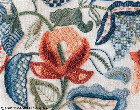 Detail Of Crewel Cushion Stitched By Fran Novitski Embroiderers