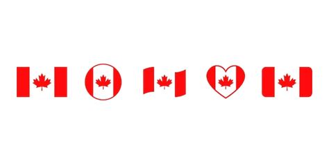 Premium Vector | Set of canada flag vector icons canadian national ...