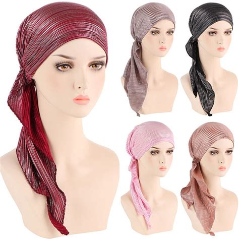 Shiny Muslim Underscarf Women Veil Hijab Bonnet Elastic Muslim Women