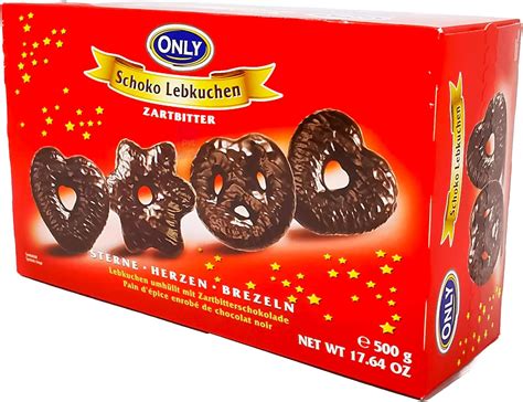 Dark Chocolate Lebkuchen In Stars Hearts Pretzels Shapes 500g