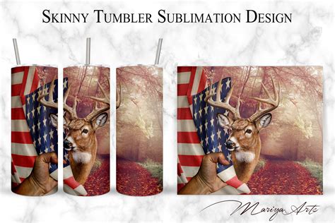 Deer Hunting Tumbler Wrap Png Oz Skinny Hand Pulling American Flag