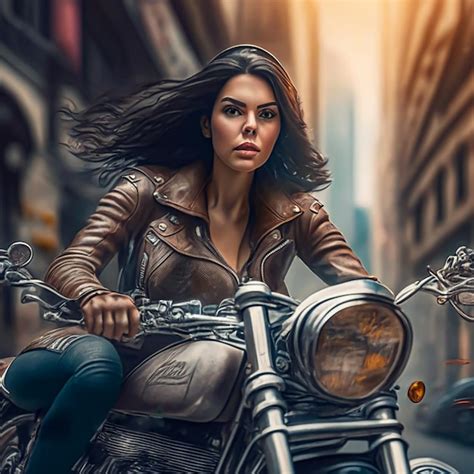 Premium Ai Image Woman Agent Ride Motorcycle