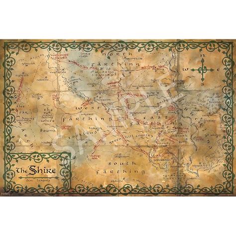 Buy Best Print Store The Lord Of The Rings Hobbit Shire Map Poster