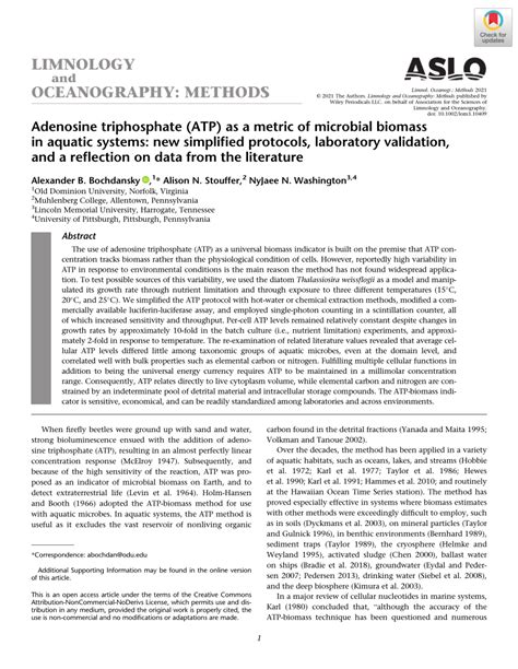 (PDF) Adenosine triphosphate ( ATP ) as a metric of microbial biomass ... 