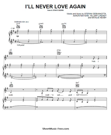 I'll Never Love Again Sheet Music Lady Gaga - ♪ SHEETMUSIC-FREE.COM