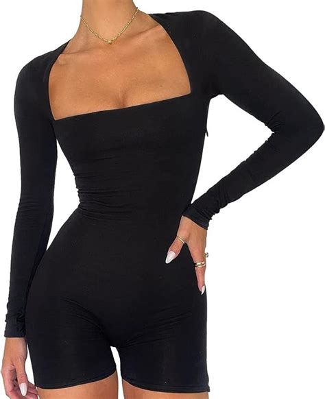 Minetom Bodysuit Damen Langarm Jumpsuit Mit Blumendruck Y2k