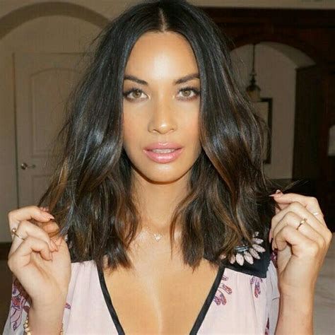 Olivia Munn Brown Hair Balayage Medium Hair Styles Blunt Hair