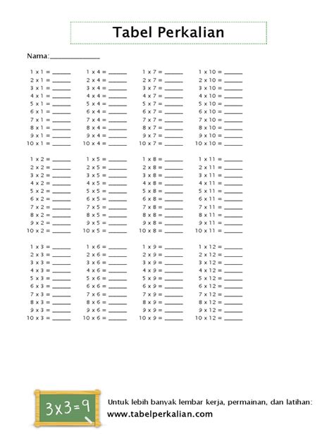 lembar kerja perkalian