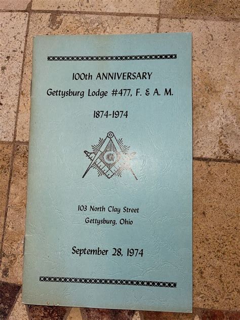 Free Masons 100th Anniversary Gettysburg Oh Lodge 477 Ebay