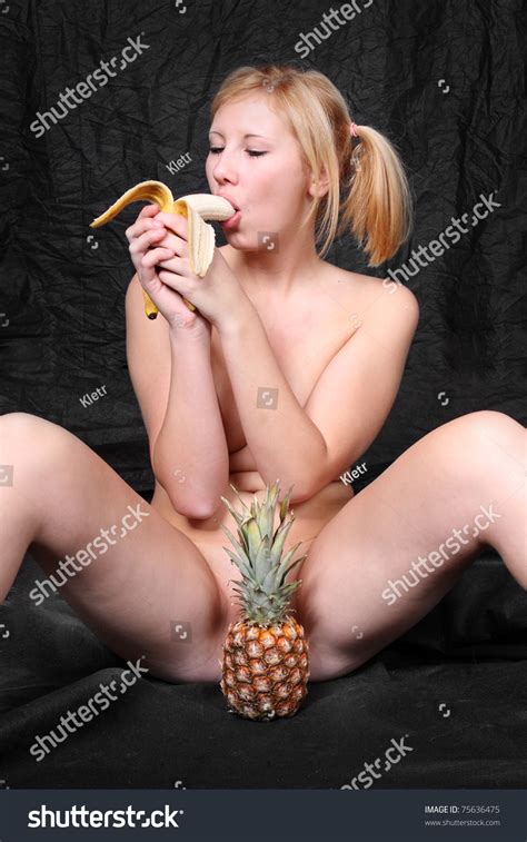 Naked Blonde Woman Eating Fresh Ripe Stock Photo Shutterstock