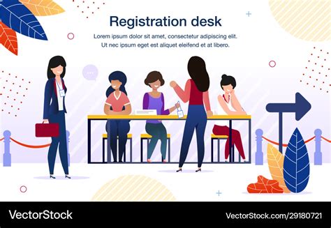 Business forum registration desk banner Royalty Free Vector