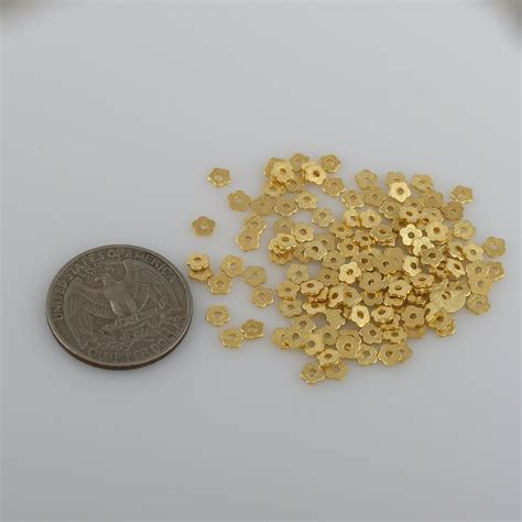 Mm Pcs Gold Flower Beads Gold Flat Disc Brushed Disk Etsy