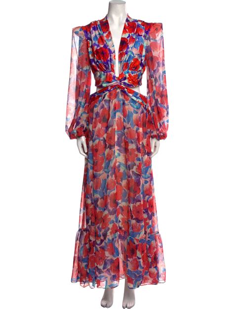 PatBO Floral Print Long Dress Red Dresses Clothing WPATT27613