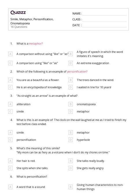 50 Personification Worksheets On Quizizz Free And Printable