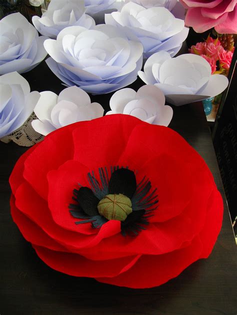 Set Of Red Giant Flowers Wall Decor Paper Poppy Wedding Etsy