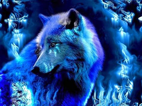 Blue Flame Wolf Wallpaper