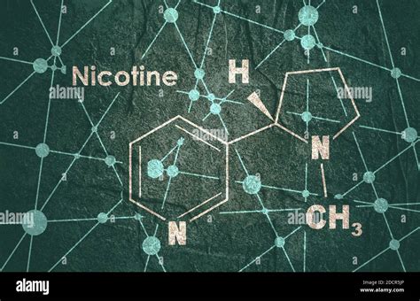 Chemical molecular formula of nicotine. Connected lines with dots ...