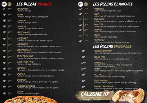 Menu Au Palacio Pizza Restaurant Sartrouville