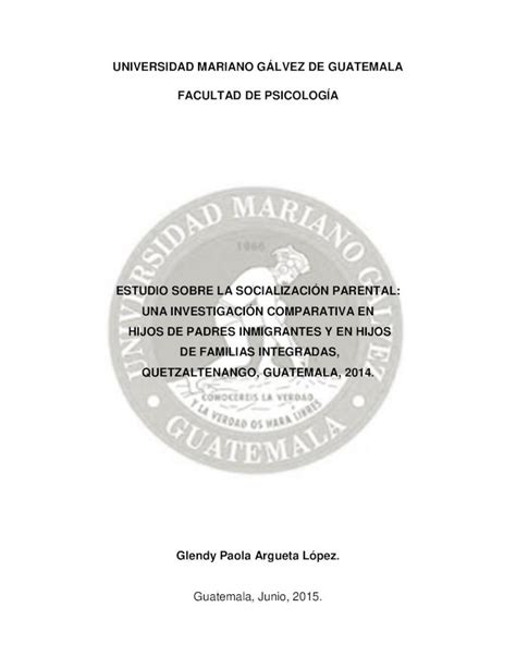 Pdf Universidad Mariano G Lvez De Guatemala De La Socializaci N En