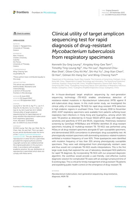 PDF Clinical Utility Of Target Amplicon Sequencing Test For Rapid