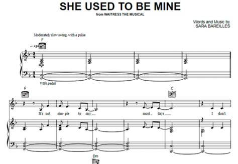 Waitress-She Used To Be Mine Free Sheet Music PDF for Piano | The Piano ...