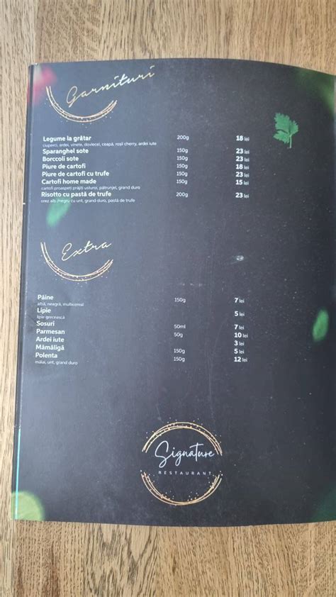 Carta De Signature Restaurant Mamaia Sat