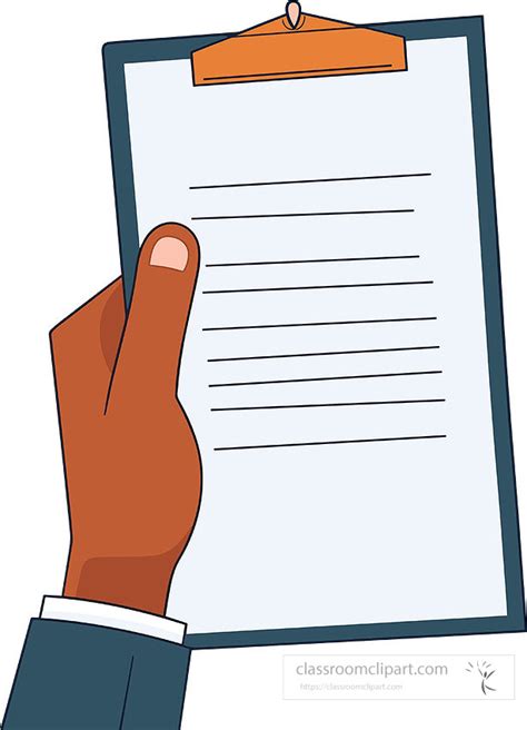 Objects Clipart Hand Holding A Clipboard With A Document