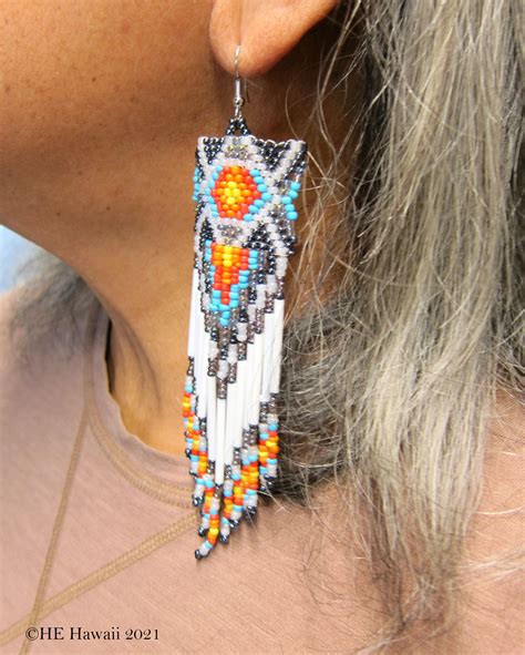 Bright Desert Color Native American Style Seed Bead Earrings Etsy