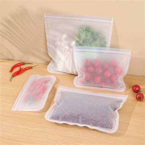 Riaocot 2Pcs Transparent Food Freezer Bag Food Grade Reusable EVA Fresh