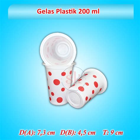 Jual ISI 50 Gelas Plastik 200 Ml Bola Bola Cup Plastik Motif Polkadot