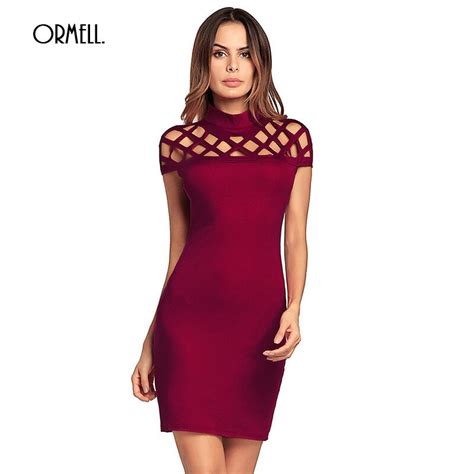 Ormell Women Sexy Hollow Mini Dress 2018 Elegant Bodycon Ladies Dresses