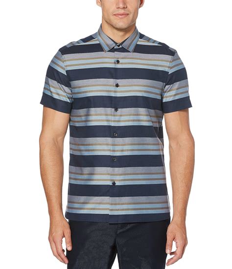 Lyst Perry Ellis Multi Color Stripe Short Sleeve Woven Shirt In Blue For Men