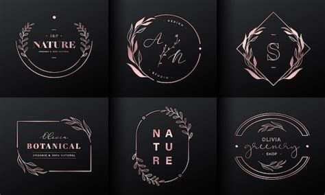 Luxe Logo Ontwerpcollectie Rose Gouden Emblemen Met Initialen En