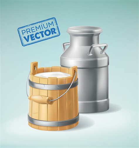 Wooden Bucket With Milk Milk Can Container Isolated D Illustration