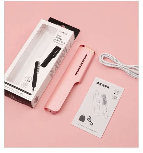 Portable Cordless Ceramic Rechargeable Fast Heated Hot Comb Hair Straightener Mini Electric Hot