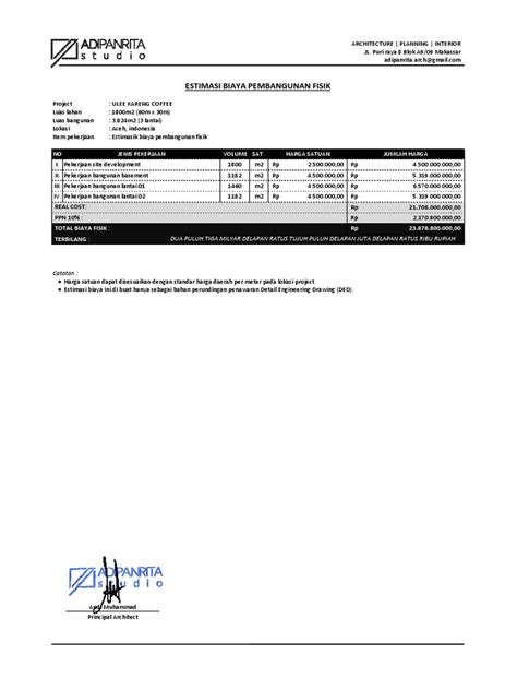 Contoh Estimasi Biaya Fisik Pdf