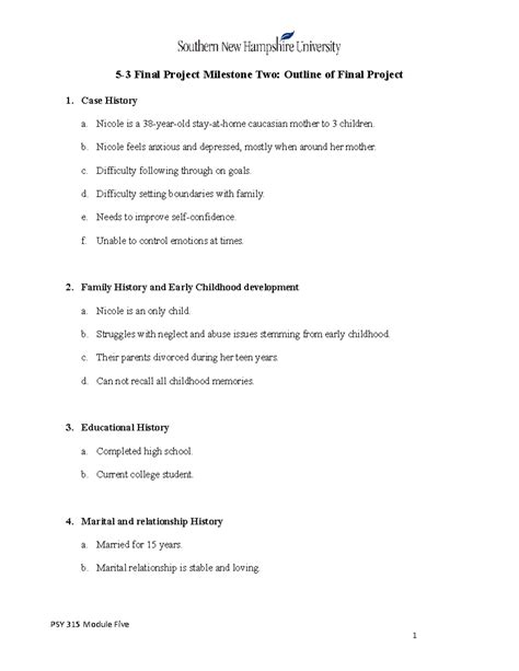 Psy Milestone Outline Final Project Milestone Two Outline Of