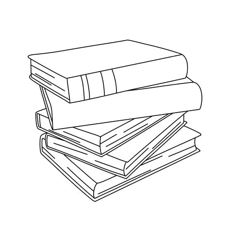 Premium Vector Vector Line Books Stack Outline Illustration Isolated