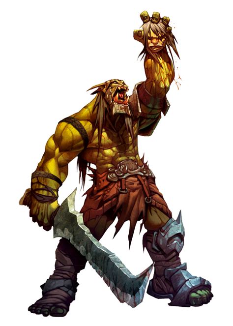 Male Orc Falchion Barbarian Pathfinder PFRPG DND D D D20 Fantasy