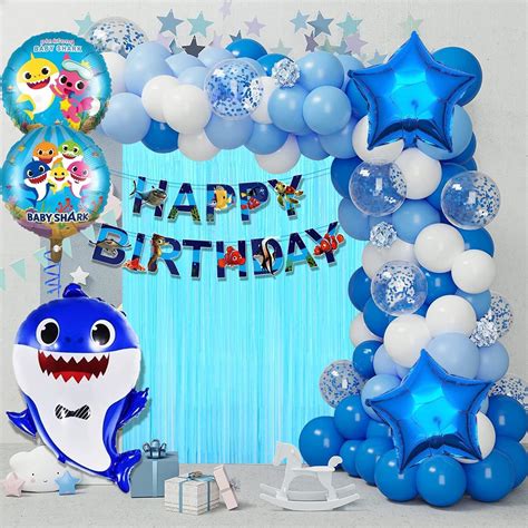 Party Propz Baby Shark Theme Birthday Decorations Pcs Combo Set