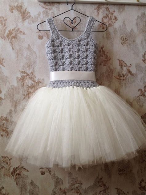 Silver And Ivory Flower Girl Tutu Dress Flower Girl Tutu Dress