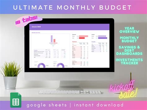 Monthly Budget Debt Payoff Financial Planner Savings Tracker