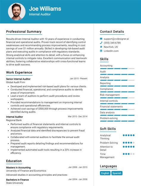 12 Auditor Cv Examples And Templates For 2024 Ultimate Guide Cvdesigner Ai