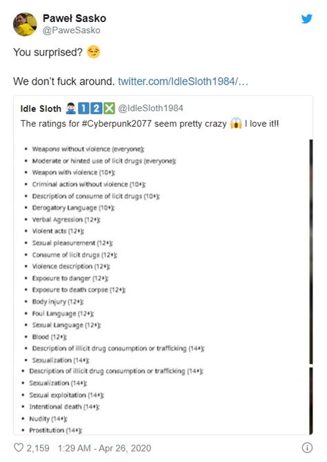 Cyberpunk 2077 Violence Sexe Drogue un jeu hardcore classé 18 Next Stage