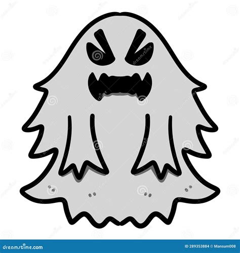 Desenho Animado Fantasma De Halloween Sobre Fundo Branco Ilustração