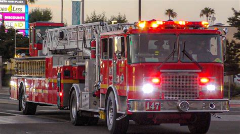 LACoFD Quint 147 Squad 147 McCormick Ambulance 1502 RB Fire Media